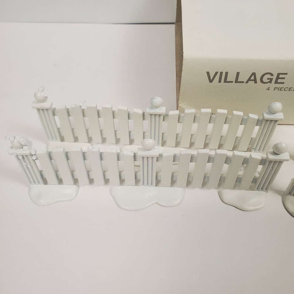 Dept 56 White Picket Fence 4 Pieces Enameled Cast Metal 5101-2 Set American Home - Picture 2 of 7